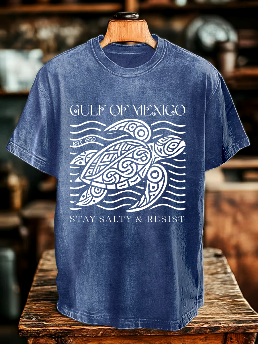 ?Buy 3 get 12% off丨Men's Gulf Of Mexico Printed Round Neck T-Shirt