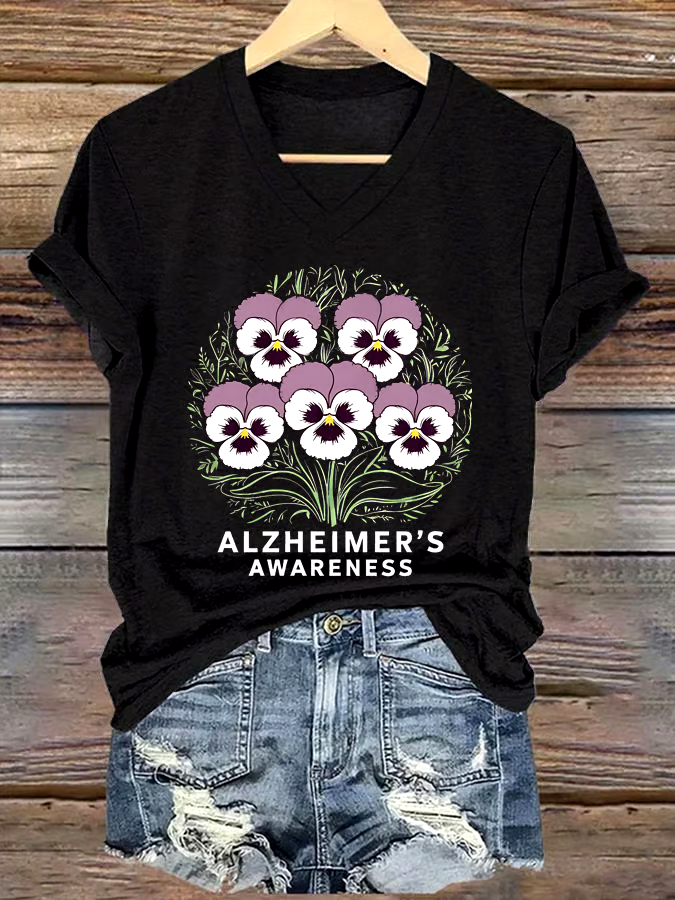 ?Buy 3 get 12% off丨Women's Alzheimer's Awareness Print Short Sleeve T-Shirt