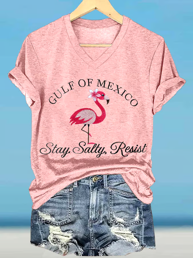 ?Buy 3 get 12% off丨Women's Gulf Of Mexico Printed V Neck T-Shirt