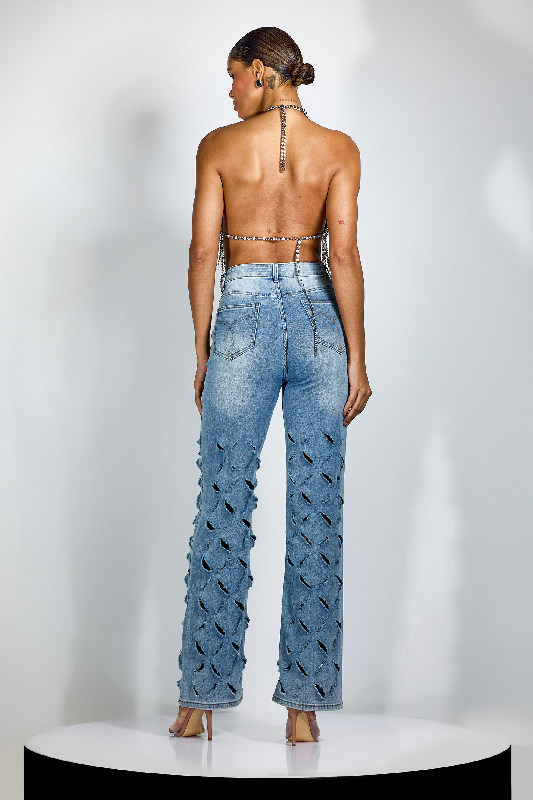 Janice Beaded Draped Chain Halter Top