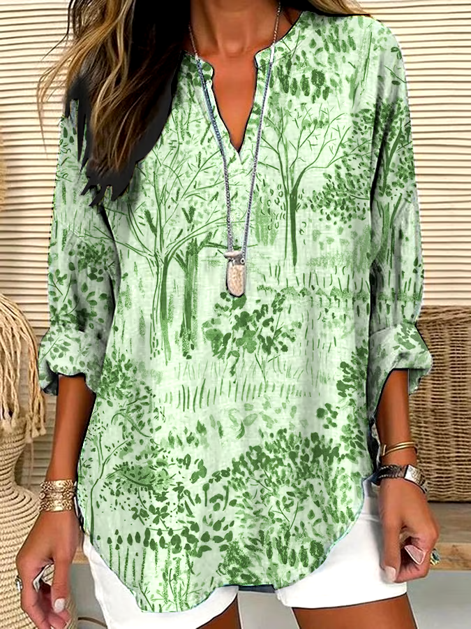 ?Buy 3 get 12% off丨Women's Casual Forest Tree Print Shirt丨?100% natural cotton