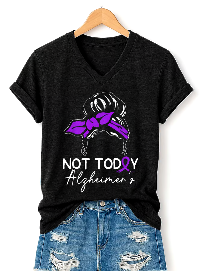 ?Buy 3 get 12% off丨Women's Alzheimer's Awareness Support V-Neck Tee