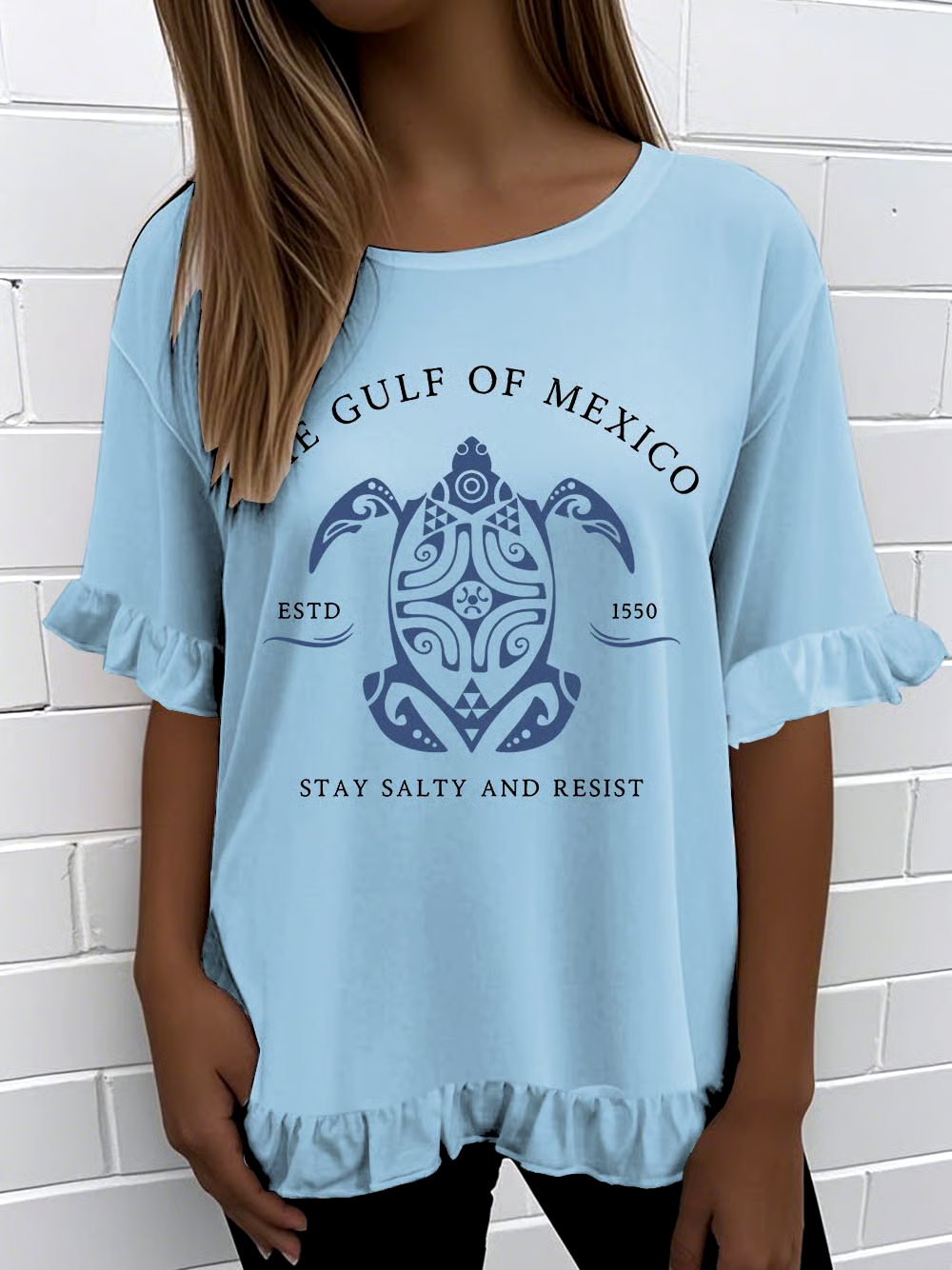 ?Buy 3 get 12% off丨Women's Gulf Of Mexico Print Round Neck T-Shirt