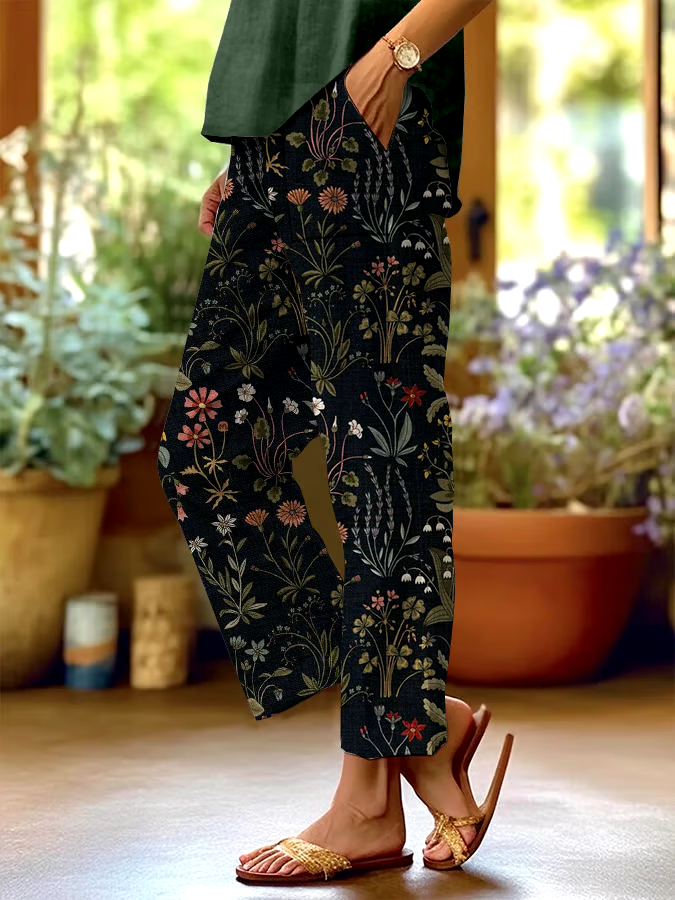 ?Buy 3 get 12% off丨Women's Forest Floral Print Casual Pants (With Pockets)