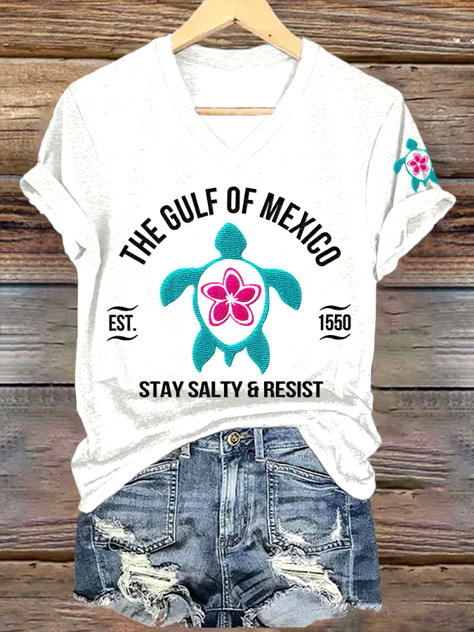 ?Buy 3 get 12% off丨Women's Gulf Of Mexico Printed V Neck T-shirt