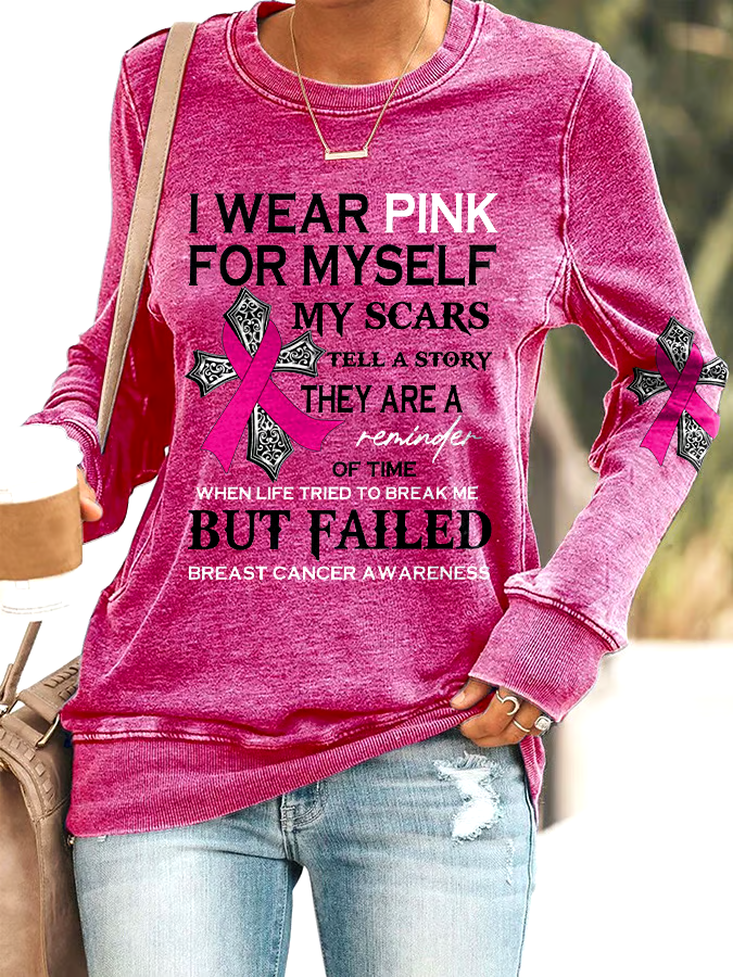 ?Buy 3 get 12% off丨Faith Breast Cancer Awareness I Wear Pink For Myself Print Sweatshirt