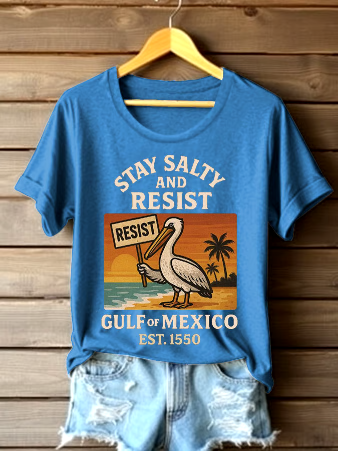 ?Buy 3 get 12% off丨Women's Gulf Of Mexico Printed Round Neck T-shirt