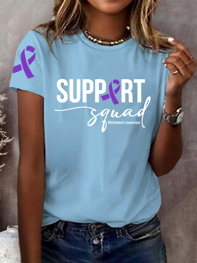 ?Buy 3 get 12% off丨Women's Support Squad Alzheimer's Printed Short-Sleeved T-Shirt