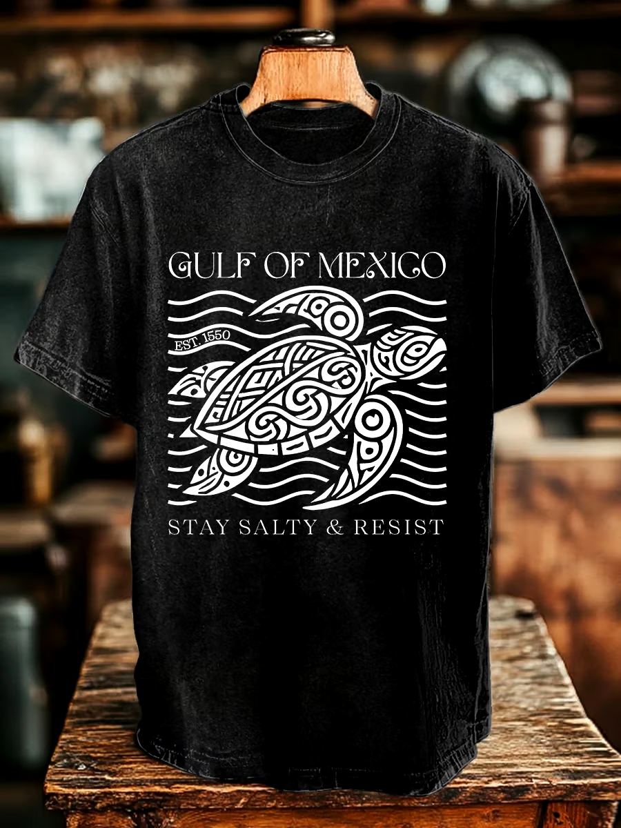 ?Buy 3 get 12% off丨Men's Gulf Of Mexico Printed Round Neck T-Shirt