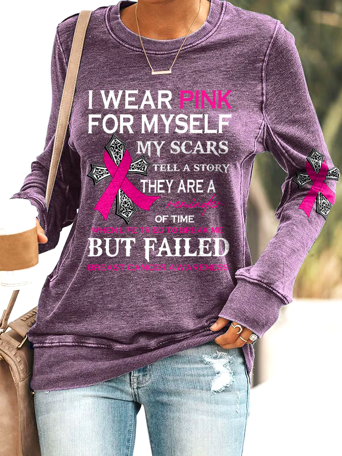 ?Buy 3 get 12% off丨Faith Breast Cancer Awareness I Wear Pink For Myself Print Sweatshirt