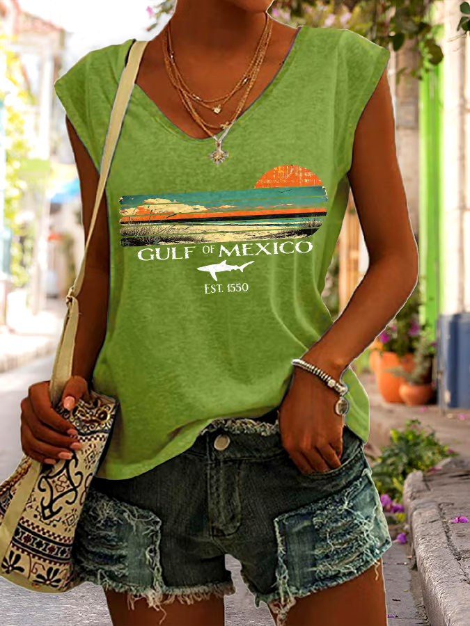 ?Buy 3 get 12% off丨Women's Gulf Of Mexico Print Tank Top