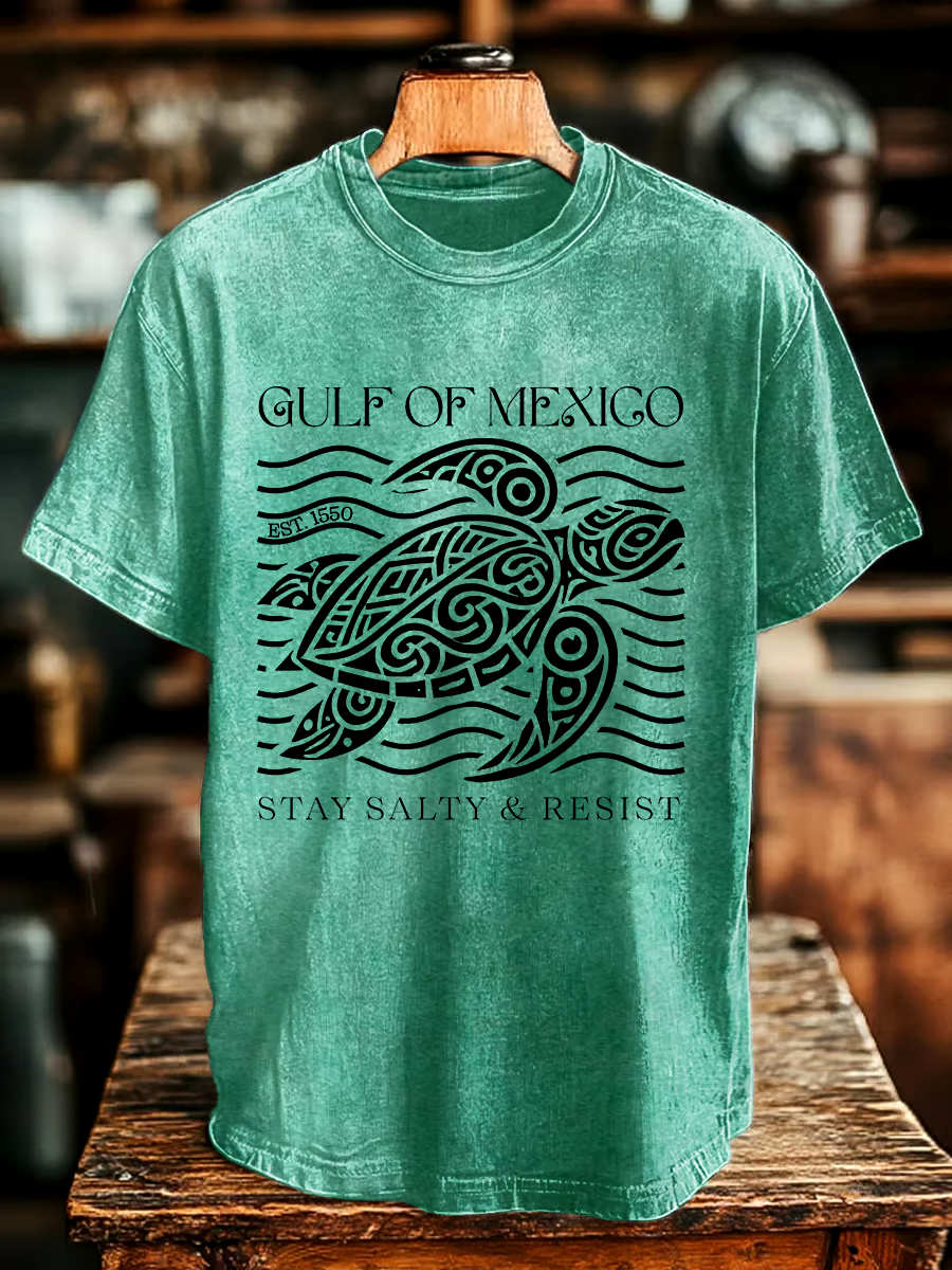 ?Buy 3 get 12% off丨Men's Gulf Of Mexico Printed Round Neck T-Shirt