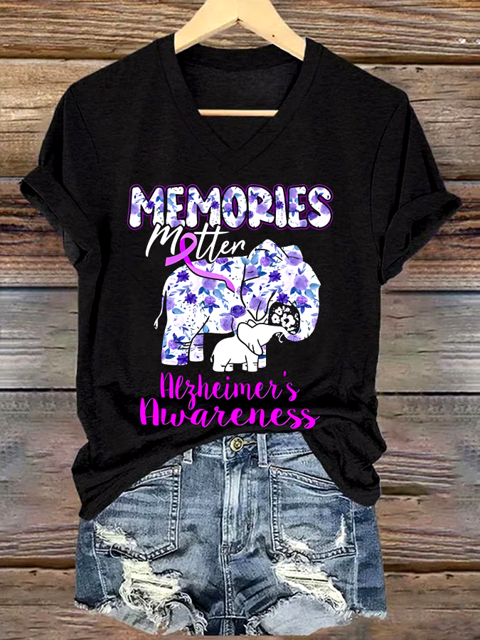 ?Buy 3 get 12% off丨Women's Alzheimer's I Will Remember Awareness Print Short Sleeve T-Shirt