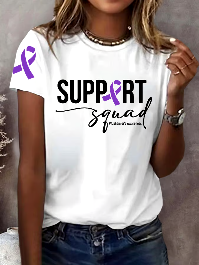 ?Buy 3 get 12% off丨Women's Support Squad Alzheimer's Printed Short-Sleeved T-Shirt