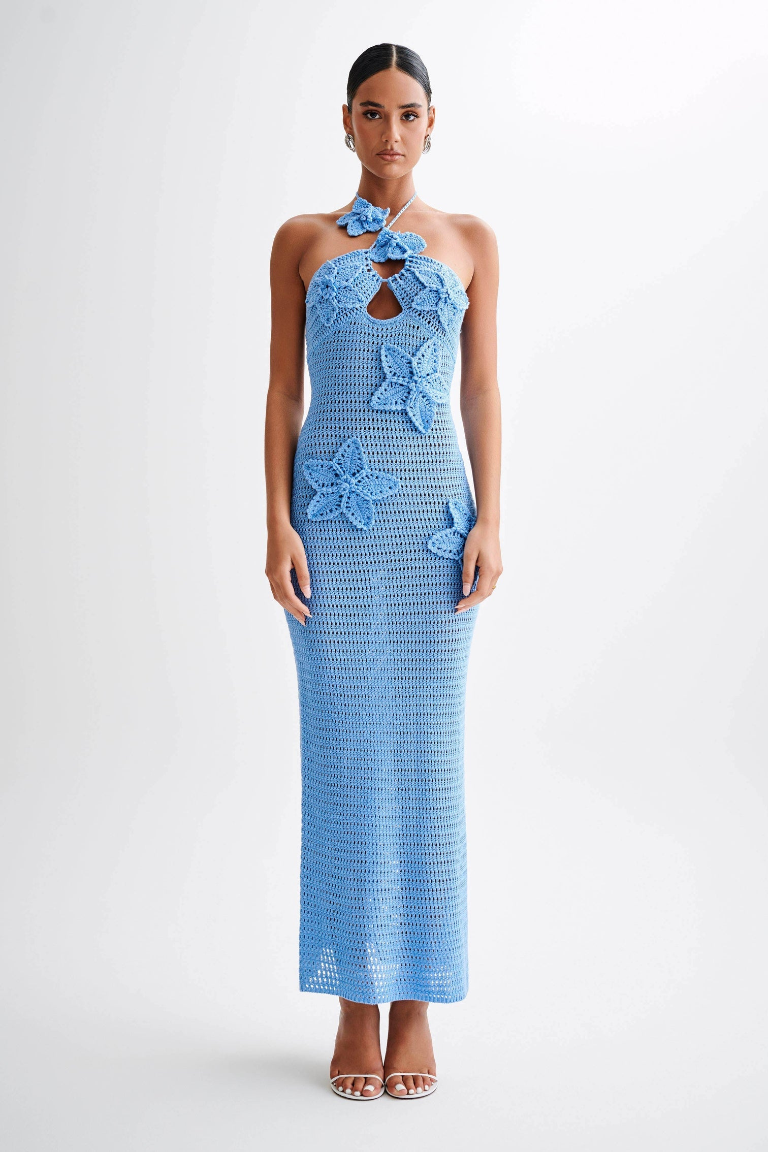 Beverly Floral Applique Crochet Maxi Dress