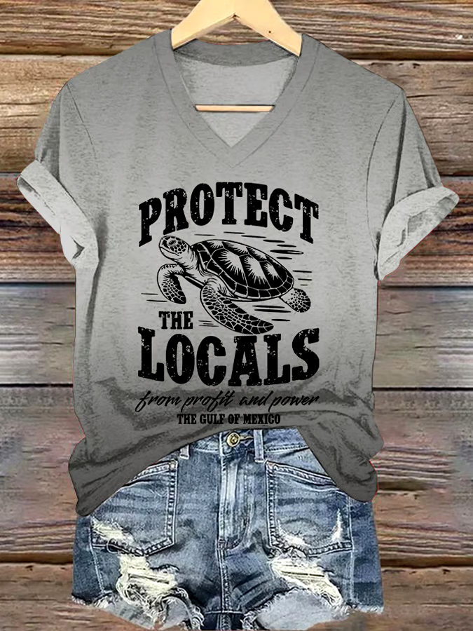 ?Buy 3 get 12% off丨Women's Gulf Of Mexico Print V Neck T-Shirt