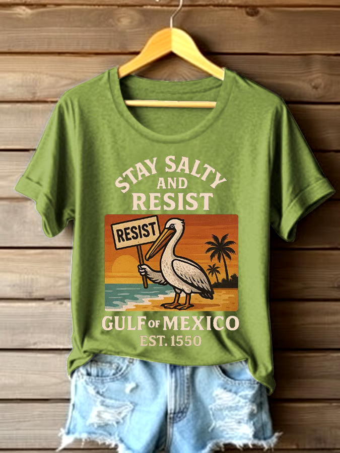 ?Buy 3 get 12% off丨Women's Gulf Of Mexico Printed Round Neck T-shirt