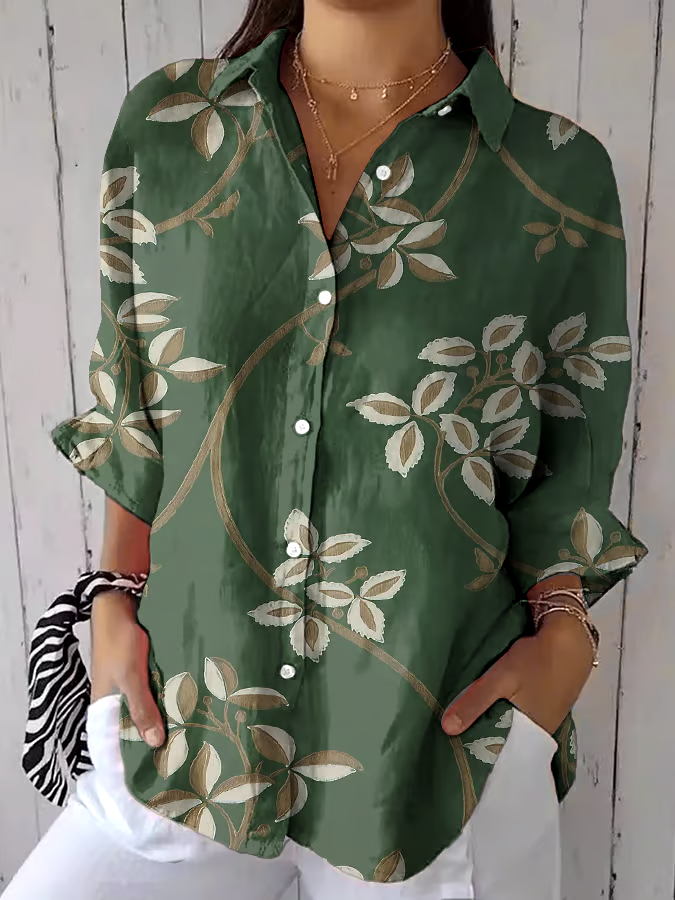 ?Buy 3 get 12% off丨Women's Forest Floral Print Casual Lapel Shirt