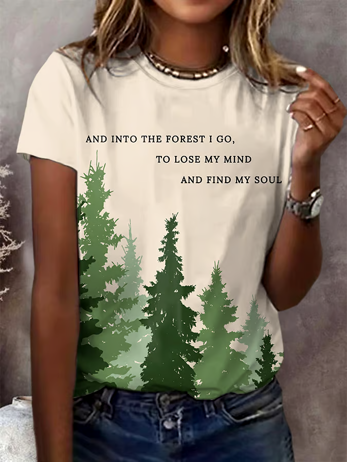 ?Buy 3 get 12% off丨Women's National Park Conservation Print Crew Neck T-Shirt