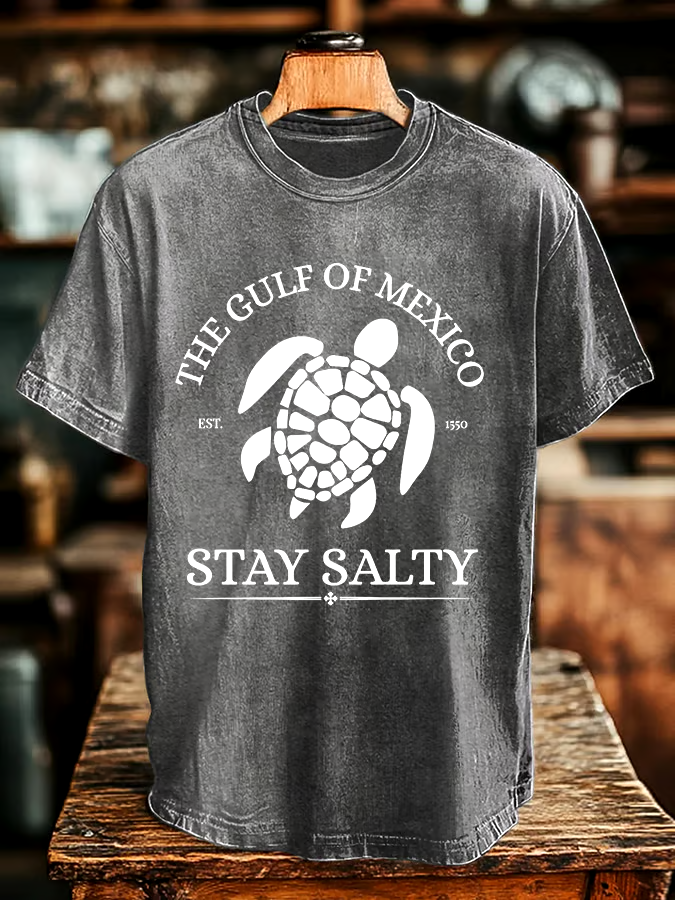 ?Buy 3 get 12% off丨Men's Gulf Of Mexico Printed Round Neck T-Shirt