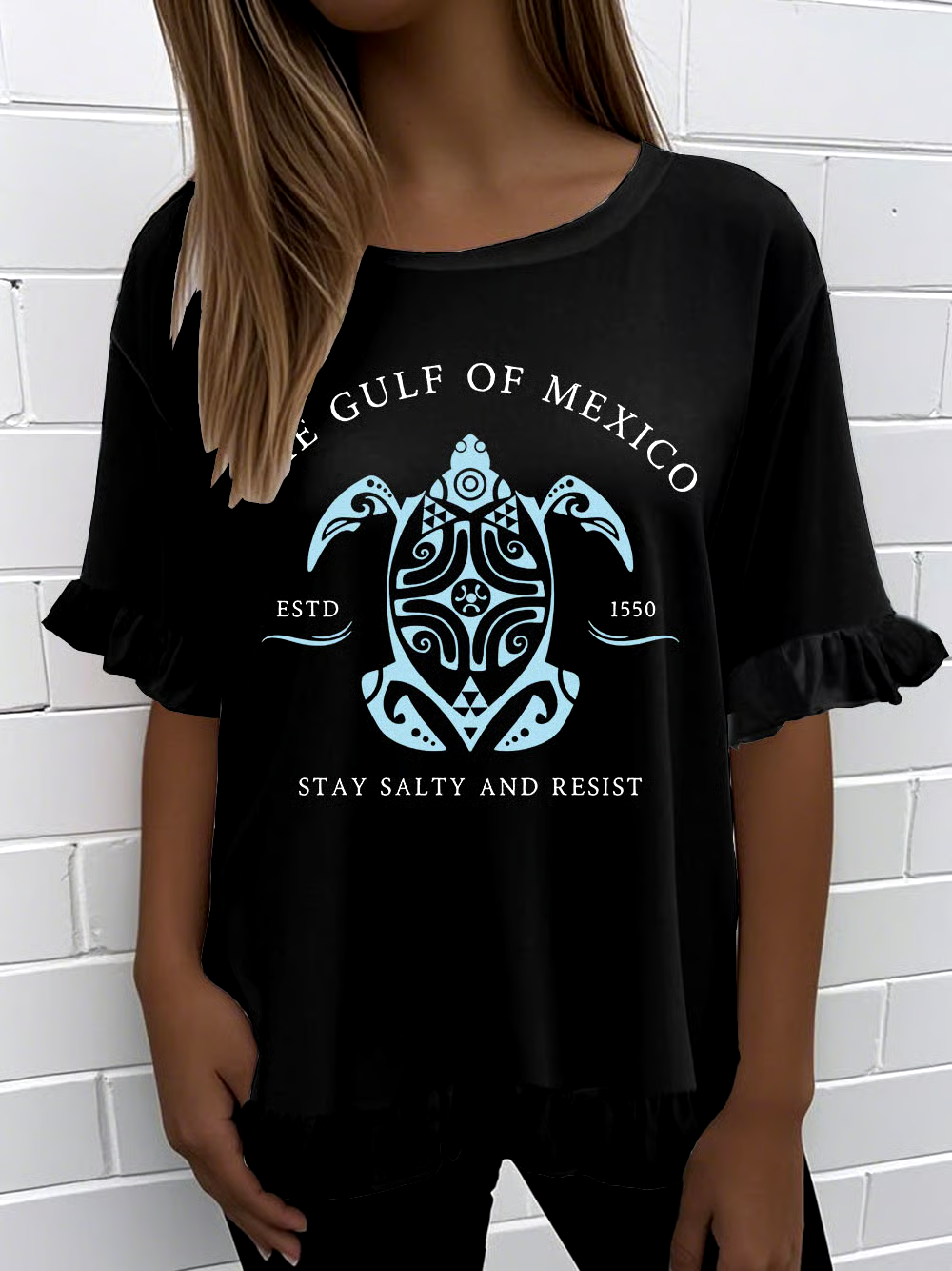 ?Buy 3 get 12% off丨Women's Gulf Of Mexico Print Round Neck T-Shirt