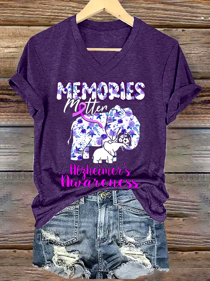 ?Buy 3 get 12% off丨Women's Alzheimer's I Will Remember Awareness Print Short Sleeve T-Shirt